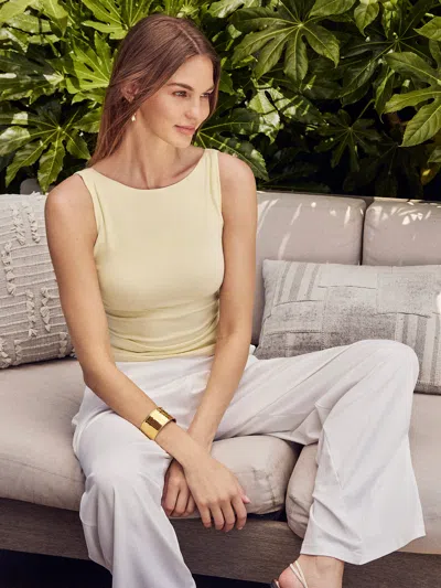 Oglmove Elastic Open Back Bra Tank In Yellow