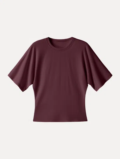 Oglmove Elevated Cotton-blend Essential Tee In Burgundy
