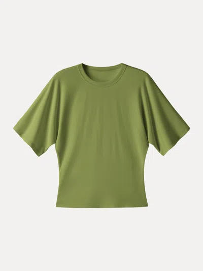 Oglmove Elevated Cotton-blend Essential Tee In Green
