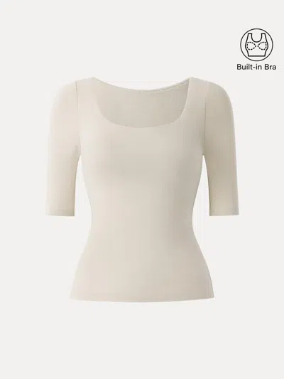 Oglmove Essential Elbow Length Sleeve Square Neck Brami In Misty Mist