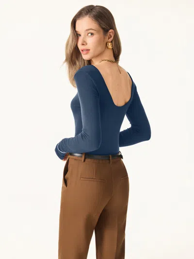 Oglmove Essential Lyocell Cashmere Multi-wear Long Sleeve Top With Thumbholes In Blue