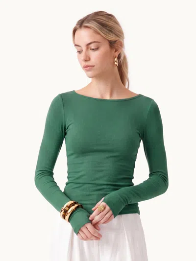 Oglmove Essential Lyocell Multi-wear Long Sleeve Top With Thumbholes In Evergreen