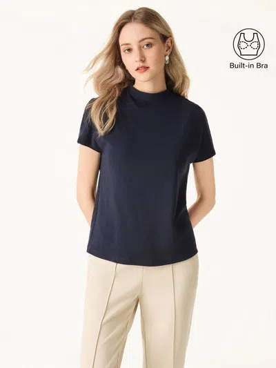Oglmove Essential Short Sleeves Mockneck Brami In Blue