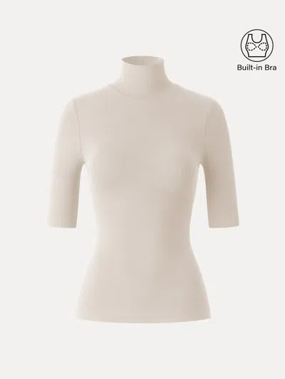 Oglmove Essential Turtleneck Elbow Length Sleeve Brami In Morning Mist