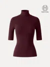 Oglmove Essential Turtleneck Elbow Length Sleeve Brami In Ruby