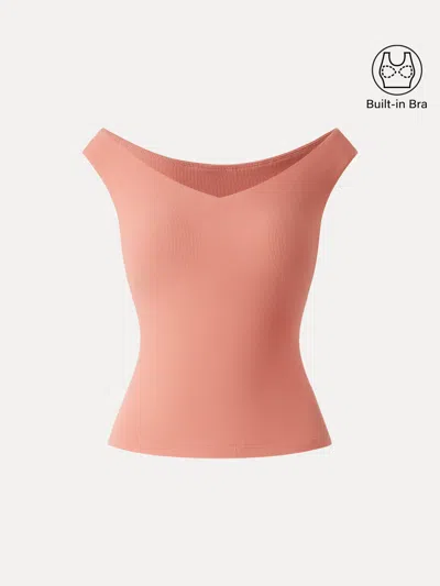 Oglmove Essential V-neck New Airy Bra Top In Orange