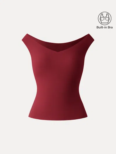 Oglmove Essential V-neck New Airy Bra Top In Red