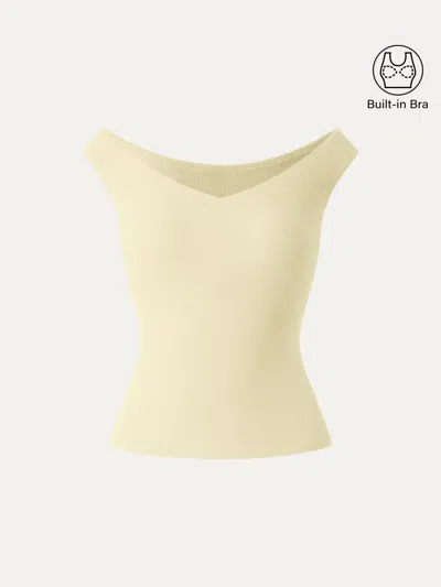 Oglmove Essential V-neck New Airy Bra Top In Yellow