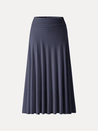 Oglmove European Linen Flowy Vacay Maxi Skirt In Blue