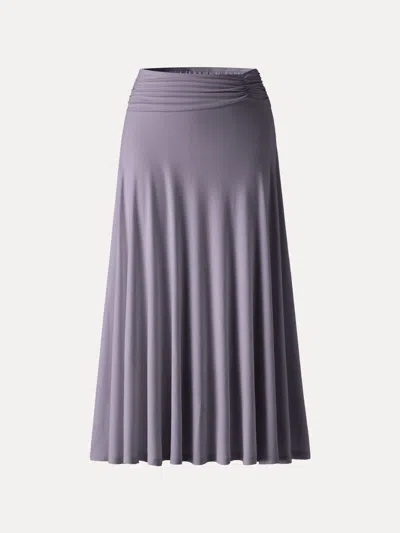 Oglmove European Linen Flowy Vacay Maxi Skirt In Purple