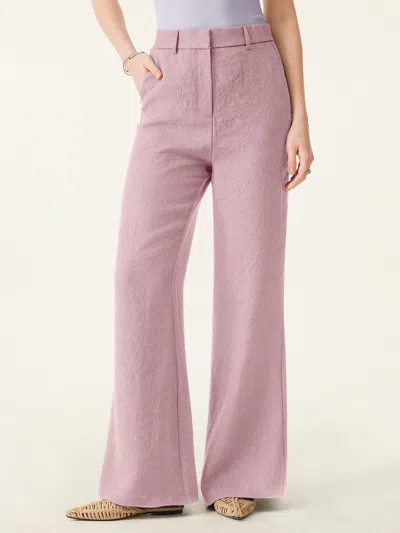 Oglmove European Linen Mid Rise Flared Pant With Pockets In Pink