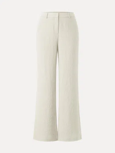 Oglmove European Linen Mid Rise Flared Pant With Pockets In White
