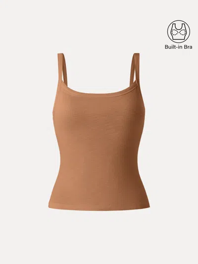 Oglmove Cotton Everyday Low Back New Airy Bra Tank In Brown