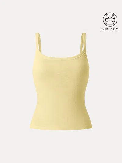 Oglmove Everyday Cotton Low Back New Airy Bra Tank In Yellow