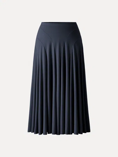 Oglmove Flowy Drapey Mid Rise Midi Skirt In Blue