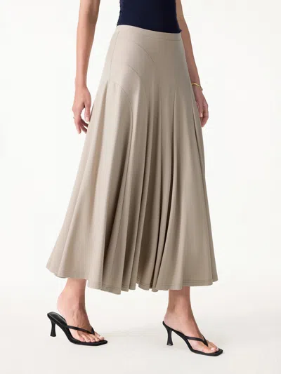 Oglmove Flowy Drapey Mid Rise Midi Skirt In Gray