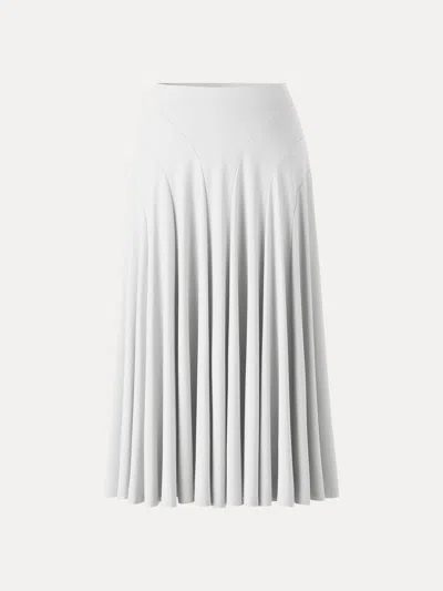 Oglmove Flowy Drapey Mid Rise Midi Skirt In White