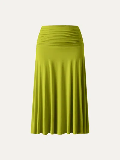 Oglmove Flowy Side A-line Midi Skirt In Sprout Green