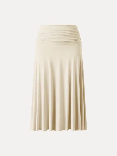 Oglmove Flowy Side Ruched A-line Midi Skirt