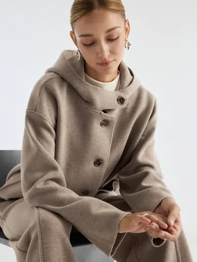 Oglmove Fuzzluxe Hooded Long Sleeve Button-down Jacket With Pockets In Heather Tapestry
