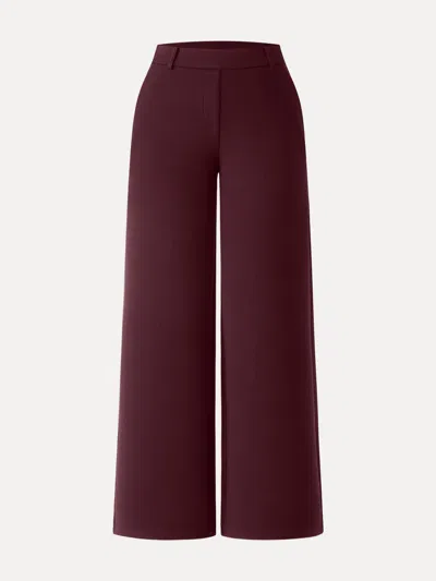 Oglmove Fuzzluxe Mid-rise Straight-leg Pants With Pockets In Burgundy