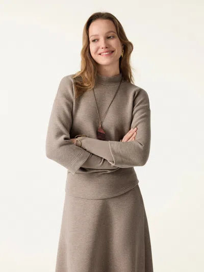 Oglmove Fuzzluxe Mockneck Sleeve-warmer Top In Purple