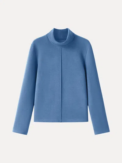 Oglmove Fuzzluxe Turtleneck Long Sleeve Top In Blue