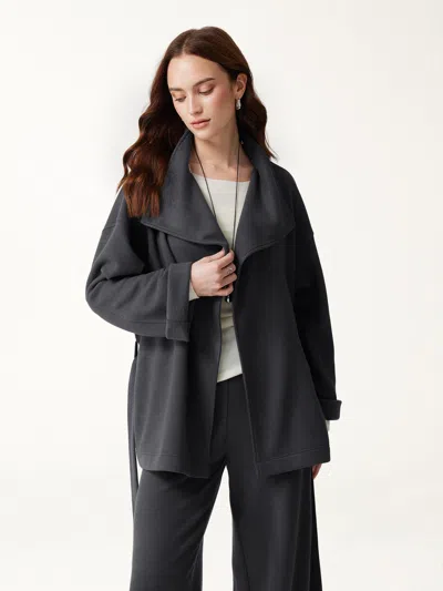 Oglmove Fuzzluxe Waterfall Lapel Belted Jacket With Pockets In Multi