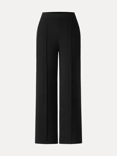 Oglmove Gingerwarm Mid-rise Straight-leg Pintuck Pants With Pockets In Black
