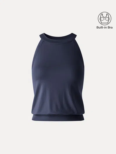 Oglmove Halter Neck Banded Hem Bra Tank Bra Top