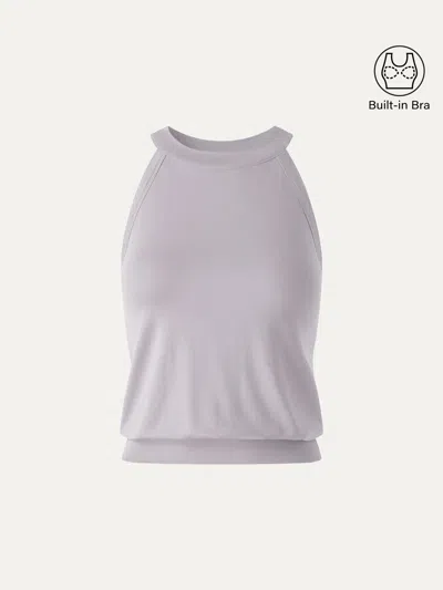Oglmove Halter Neck Banded Hem Bra Top In Lilac Mist Purple