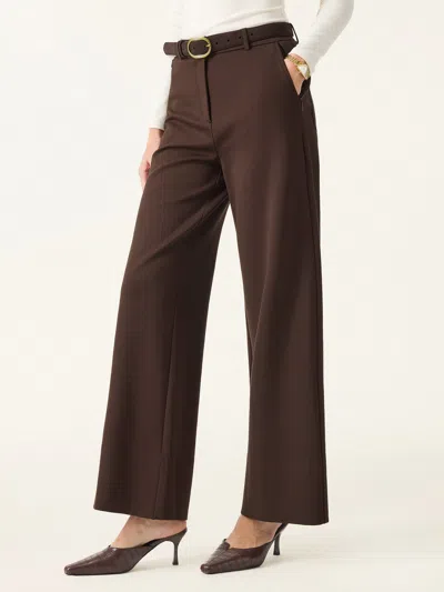 Oglmove High Rise Wide Leg Trousers With Zippered Pockets In Brown
