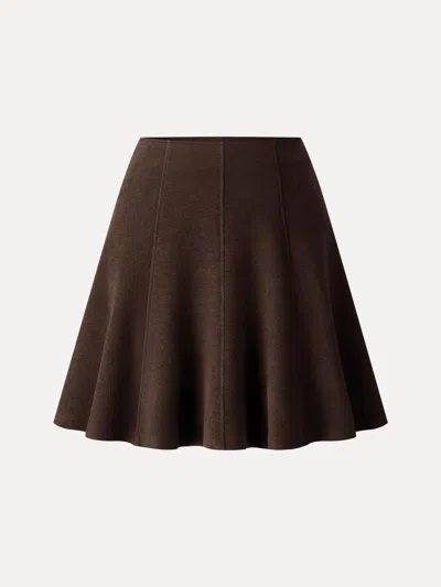 Oglmove High Waisted Flare Hem Mini Skirt In Brown