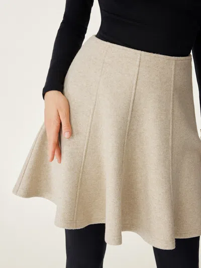 Oglmove High Waisted Flare Hem Mini Skirt In Neutral