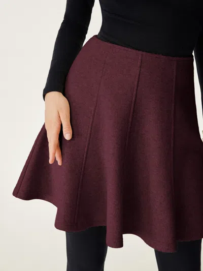 Oglmove High Waisted Flare Hem Mini Skirt In Burgundy