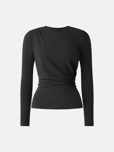 Oglmove Light Warm Crewneck Tucked Top In Black