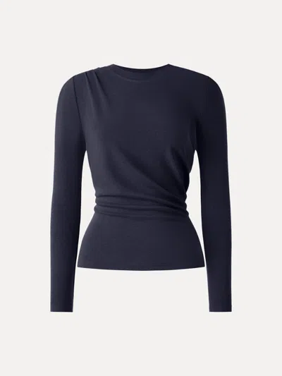 Oglmove Light Warm Crewneck Tucked Top In Blue