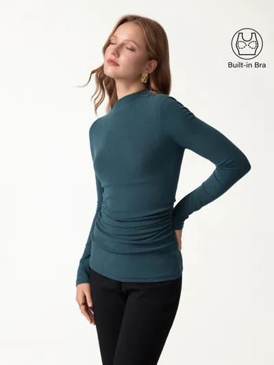 Oglmove Light Warm Slanted Mockneck Ruched Brami In Forest Night