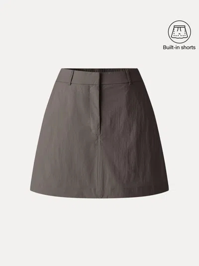 Oglmove Lightweight Water-repellent High-rise Fly-front Skort In Penny Brown