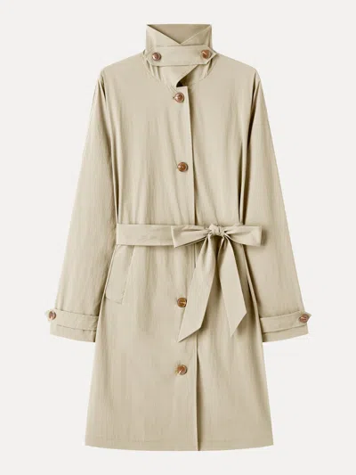 Oglmove Lightweight Water-repellent Notched Collar Trench Coat With Pockets In Almond Clay Beige