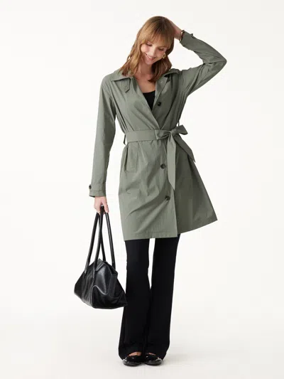 Oglmove Lightweight Water-repellent Notched Collar Trench Coat With Pockets In Dry Sage Green