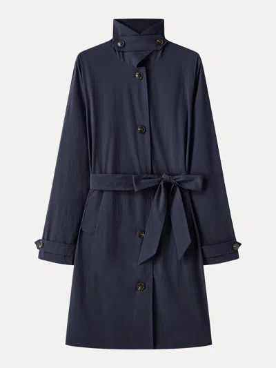 Oglmove Lightweight Water-repellent Notched Collar Trench Coat With Pockets In Light Navy