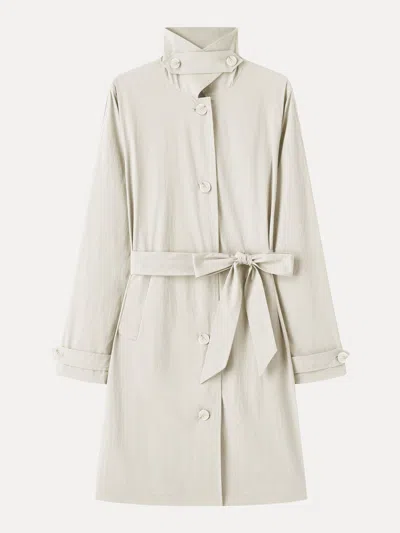 Oglmove Lightweight Water-repellent Notched Collar Trench Coat With Pockets In Milk Cream Beige
