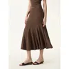 Oglmove Cooltouch Ruched Midi Mermaid Skirt In Brown