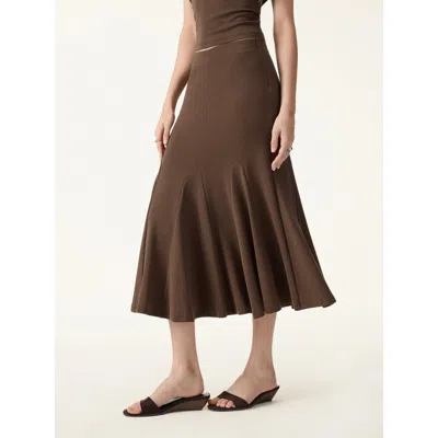 Oglmove Cooltouch Ruched Midi Mermaid Skirt In Brown