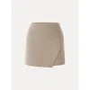 Oglmove Stretch Mid Rise Pull-on Tailored Skort In Brown