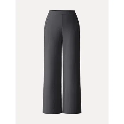 Oglmove Wrinkle-resistant Linen Drawstring Wide Leg Pants With Pockets In Black