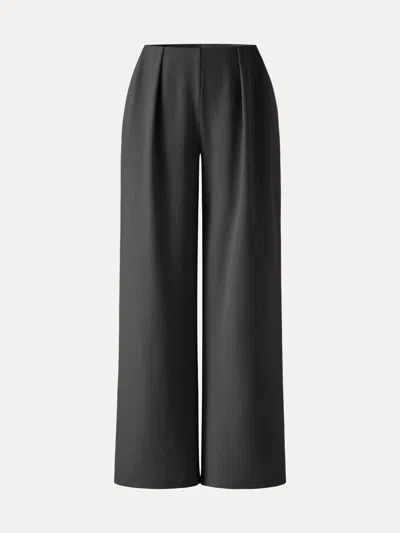 Oglmove Linen Wide Flare Pant With Pockets In Black