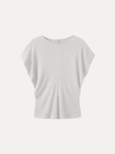 Oglmove Linen-blend Round Neck Relaxed Summer Top In Gray