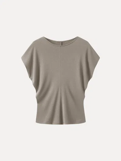 Oglmove Linen-blend Round Neck Relaxed Summer Top In Gray